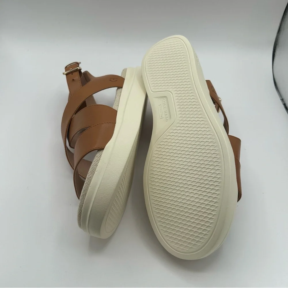 NWB Cole Haans Womens Grandpro rally castine heeled sandals size 8.5 Pecan ivory